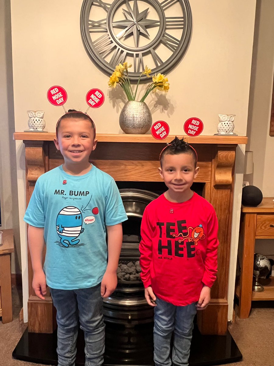 emorges's tweet image. Gethin and Iestyn were excited to support Comic relief this morning 😊🔴 #ComicRelief #RedNoseDay @YGCwmbran