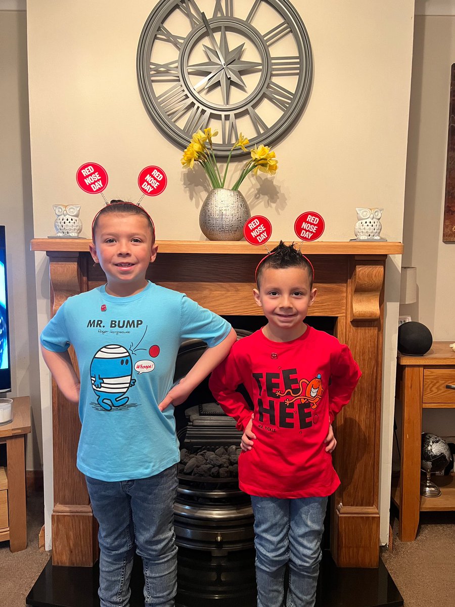 emorges's tweet image. Gethin and Iestyn were excited to support Comic relief this morning 😊🔴 #ComicRelief #RedNoseDay @YGCwmbran