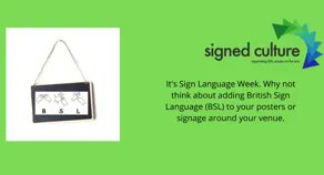 SignedCulture's tweet photo. It’s #SignLanguageWeek Why not find some time to work out how and where BSL video content can be added to your website. We can help you find professional presenters to work with. Join us! #deaffriendly #BSL #access
@uk_theatre @TheStage @MuseumsAssoc @artukdotorg https://t.co/EiAwXRDvHm