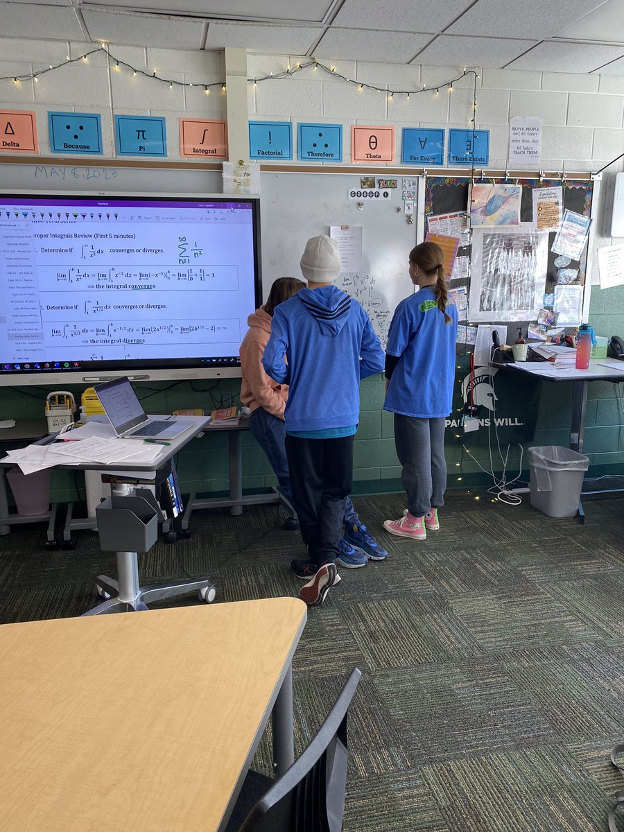 lsquared76's tweet photo. AP Calc figuring out the p-series test through the work they did with the integral test. #thinkingclassroom #apcalcbc #lohs #unit10 https://t.co/TIFBVD1h5K