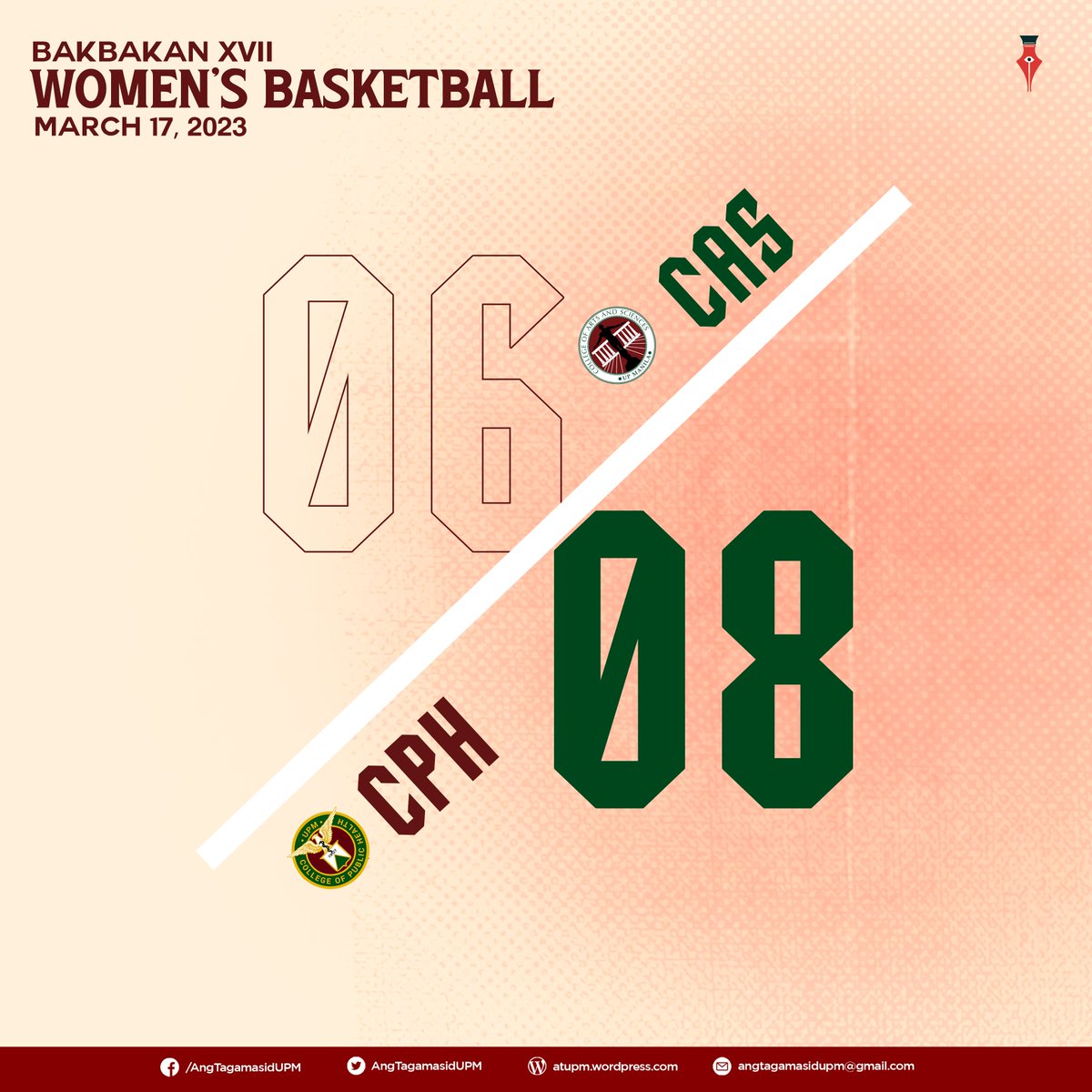 AngTagamasidUPM's tweet photo. The Faura-based team failed to secure the win after being overpowered by the College of Public Health (CPH) in today's Women's Basketball game despite a strong start, 6-8.

#BakbakanXVII
#BakbakanDefendUP
#OneUPM https://t.co/aU1HB1jZ1a