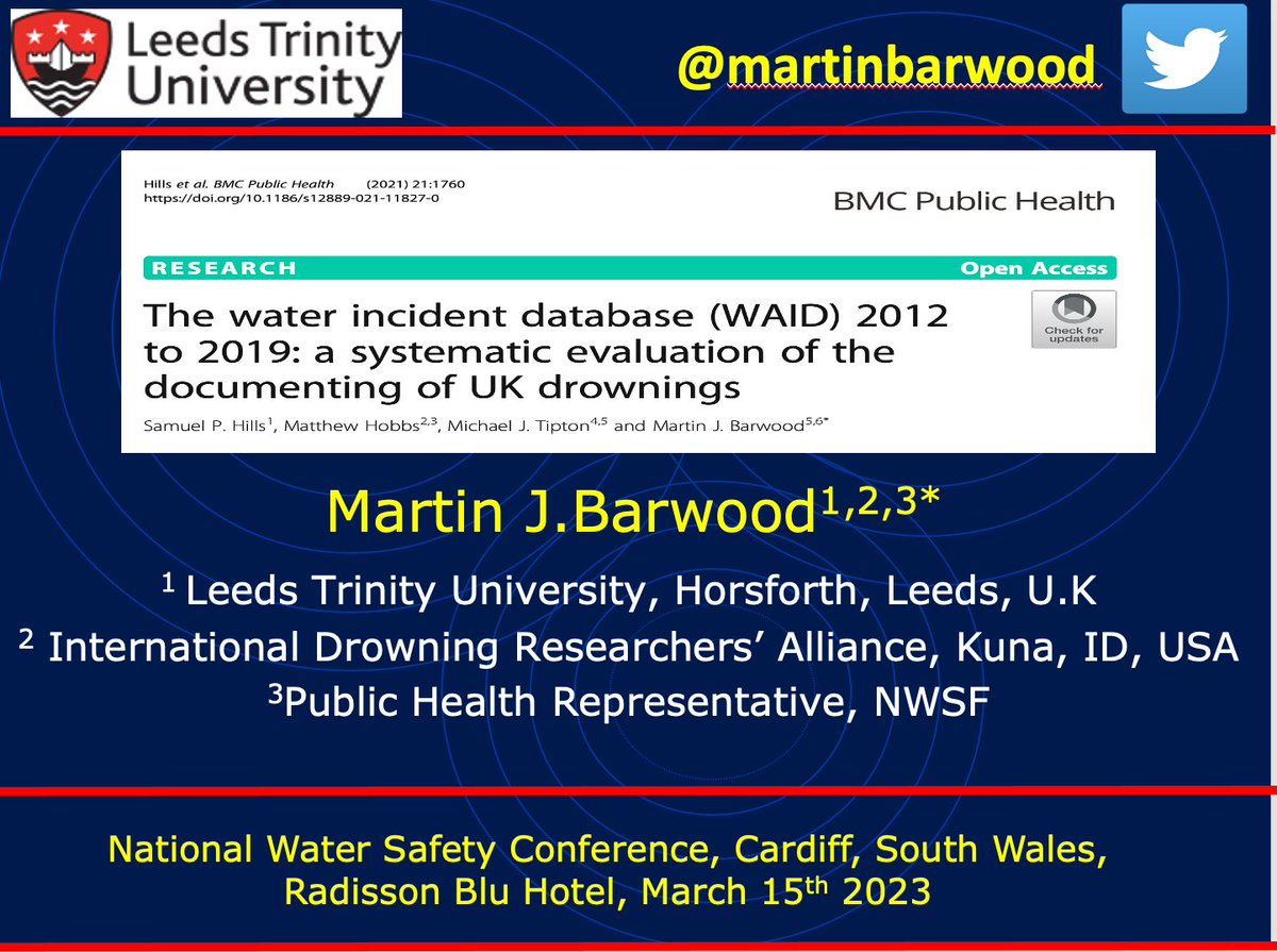 Tks to magnificent hosts @CFOESFRS & @DavidJWalks (& many others) for chance to present our WAID audit work at Nat Water Safety Conf (in person😃), my first meet as public health rep on @NWSFweb & research data collection with @Miss_NicolaJ Our collective aim #drowningprevention