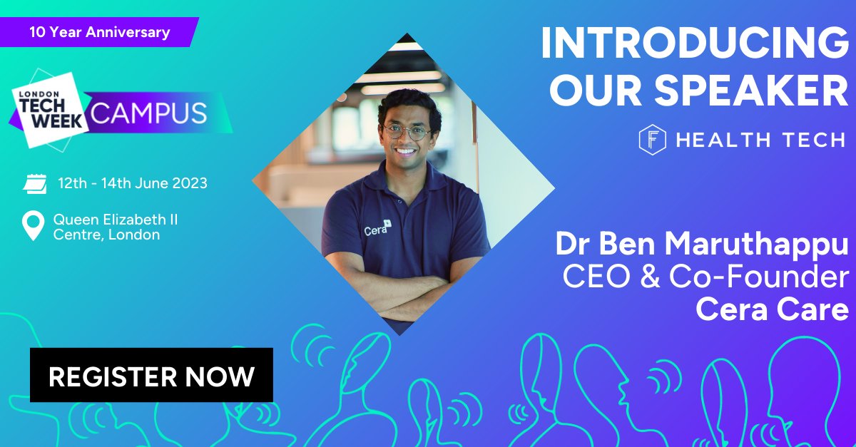 🎤 Speaker announcement 🎤

We're excited to welcome Dr Ben Maruthappu, CEO & Co-Founder, @cera_care as a HealthTech Summit speaker which will be taking place in our Leaders Zone at #LTW & requires one of our VIP passes to attend which you can apply for bit.ly/3MtxKRH 👈