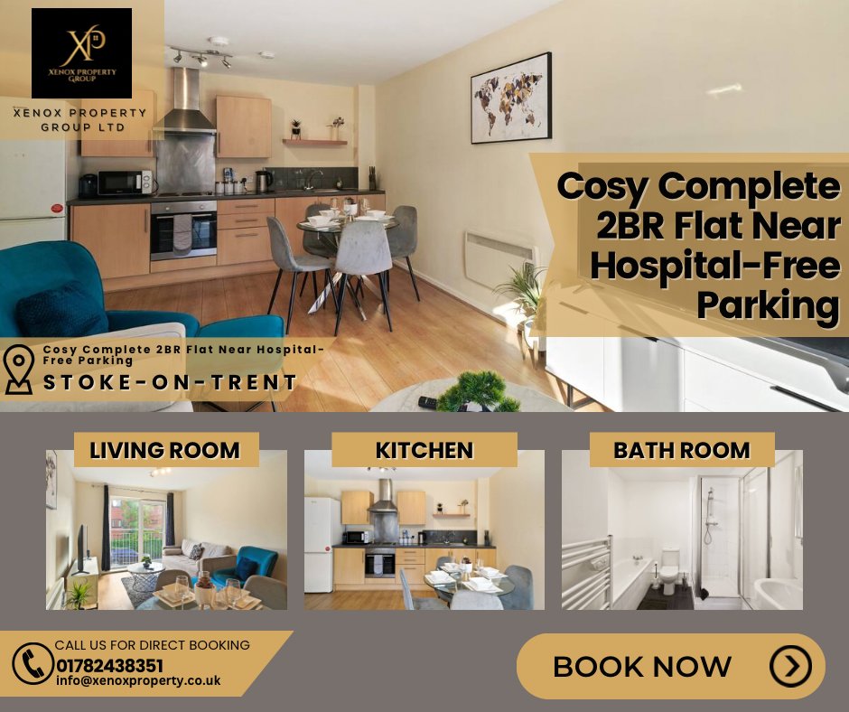 Contractors' best accommodation deal! stay comfortable in our 2BR flat near the hospital in Stoke-on-Trent! 🤩💯

#CozyFlat #TravelAccommodation #ContractorAccommodation  #StokeOnTrent #FreeParking #ServicedAccommodation #xenoxpropertygroupltg #xenoxproperty #airbnb