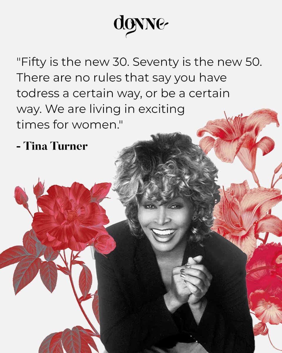 Donne_UK's tweet photo. "Fifty is the new 30. Seventy is the new 50. There are no rules that say you have to dress a certain way, or be a certain way. We are living in exciting times for women."
#TinaTurner

#Donne #WomeninMusic #BlackWomenComposers #WomenComposers #BlackWomeninMusic #MusicIndustry https://t.co/k9tAG9mClH