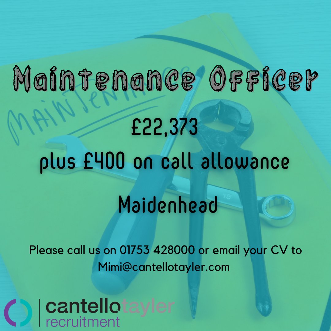 Maintenance officer role at a school in Maidenhead. Please call us now on 01753 428000 to enquire. #maintenance #maintenanceofficer #maidenheadjobs