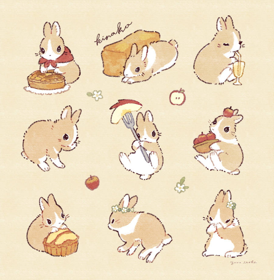 no humans food rabbit fruit pancake apple holding  illustration images