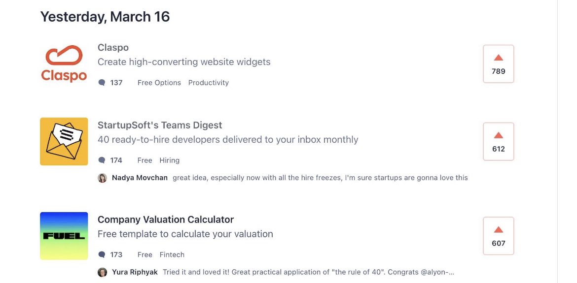 🇺🇦TOP3 startups on <a href="/ProductHunt/">Product Hunt 😸</a> are from Ukraine: Claspo, <a href="/startupsoftcom/">StartupSoft</a> <a href="/fuelfinance_/">fuelfinance</a> 

#investinukraine <a href="/spendwithua/">Spend With Ukraine</a>