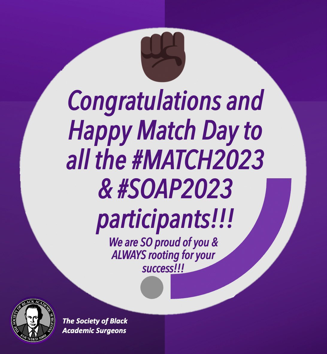 🗣CONGRATULATIONS &amp; #HappyMatchDay to all the #Match2023 &amp; #SOAP2023 participants! We’re beyond thrilled to welcome you to our field &amp; we are SO Proud! Rooting for you ALWAYS✊🏾✨✊🏾

Tag us in your #MatchDay2023 Celebrations today so we can celebrate with you!
#SurgMatch2023