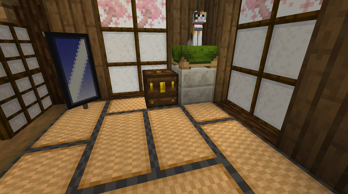 ComanHoliday's tweet photo. #Minecraft #マイクラ #QuarkMod #FarmersDelightMod 
村人達の家に敷いてある畳（一枚目）はQuarkによるもので、
メイドさん達の宿舎の畳（二枚目）はFarmersDelightによるものです＾＾
もし何か聞きたいものがあれば、気兼ねなく聞いて下さい(=￣▽￣=)ﾉ https://t.co/iGJ4Ud3dTt