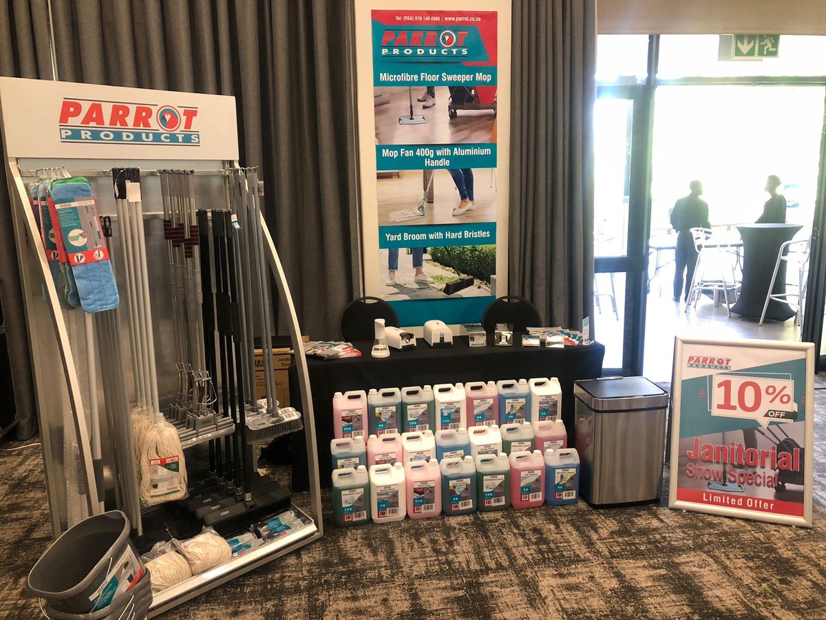 Our Janitorial setup @ SchoolScape Premier in Johannesburg - This was a remarkable and successful event. Thank you to everyone who came to our table and supported us 😀.
#janitorialcleaning #schoolscape #cleaningchemicals #cleaningsupplies #Cleaningsolutions