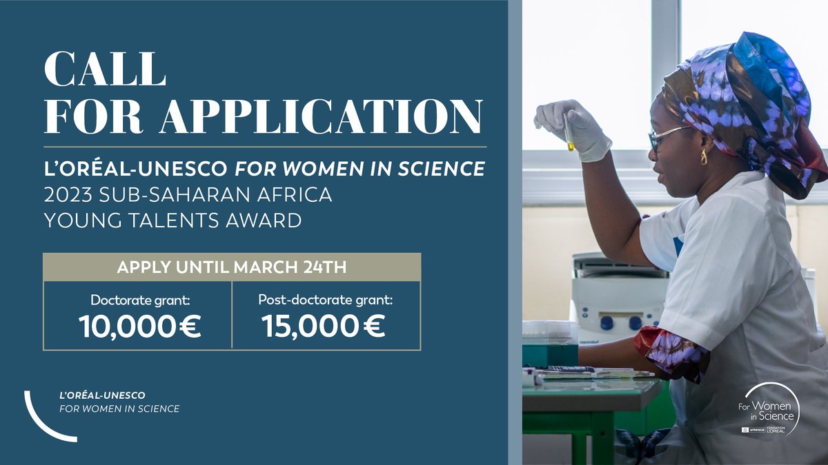 Are you a woman scientist conducting research in one of the 48 countries in Sub-Saharan Africa? Then you may be eligible to become a 2023 L'Oréal-
<a href="/UNESCO/">UNESCO 🏛️ #Education #Sciences #Culture 🇺🇳</a> Sub-Saharan Africa Young Talent!

There's only 1 week left to submit your application! 👉 forwomeninscience.com/challenge/show…
