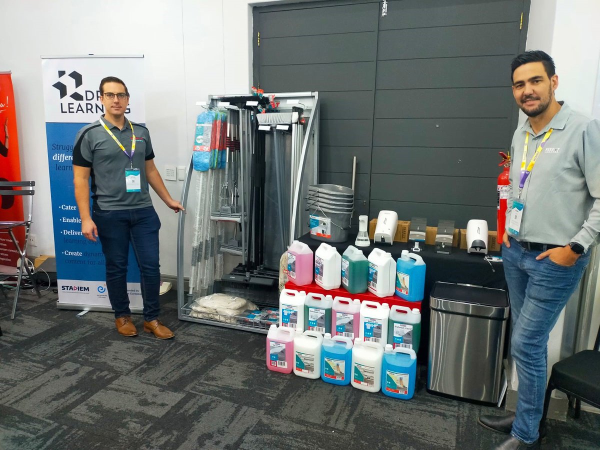 Our Janitorial setup @ SchoolScape Premier in Cape Town - This was a remarkable and successful event. Thank you to everyone who came to our table and supported us 😀.
#janitorialcleaning #schoolscape #cleaningchemicals #cleaningsupplies #Cleaningsolutions