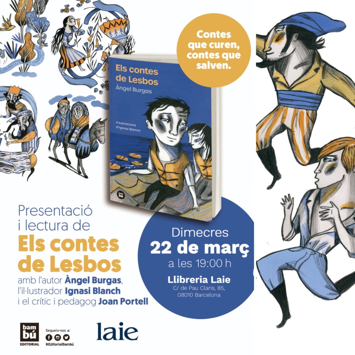 Dimecres vinent presentem Els contes de Lesbos a Barcelona! Ens fa molta il.lusió i ens agradaria que hi fossis!
Moltes gràcies!!!
#laiepauclaris 
@IgnasiBlanch1