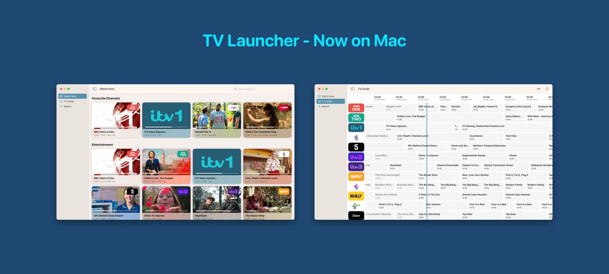 <a href="/TVLauncherApp/">TV Launcher - Live Channels App</a> is now available for macOS! 🚀

View a full TV Guide, find channels and launch them on your Mac! 🤩

Get it here: apps.apple.com/app/id16225980…