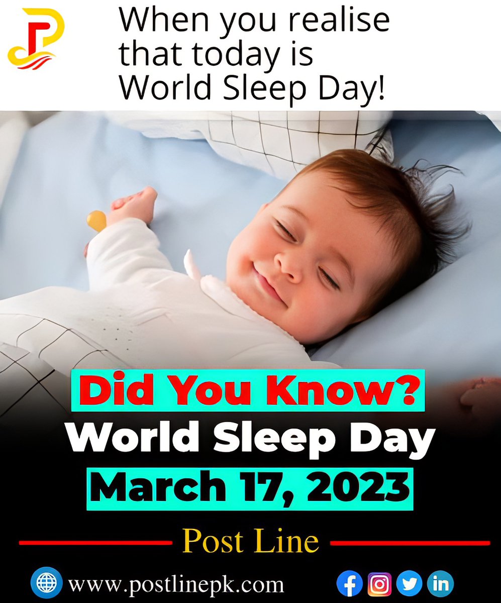 postlinepk's tweet photo. World Sleep Day March 17, 2023.
#postline #WorldSleepDay #sleepday #sleep #sleepbetter #sleepingbeauty #sleepwell #sleeptips #sleepday2023 #worldday #WorldSleepDay #badroomsleep #Pakistan #usa #india #canadaday #australia #today #daily #viralsleep #sleepmemes #ImranKhan https://t.co/O1NUf6lkQP
