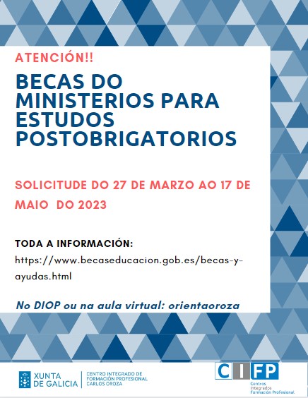 OrientaOroza's tweet photo. BECAS!! Tes intención de seguir estudando o curso que ven, se hai a posibilidade Solicita a BECA!! Despois non se pode. https://t.co/V1tOlOzmEI
