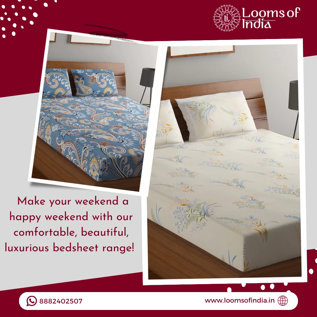 LoomsofIndia's tweet photo. Get your weekend off to a great start with our new range of luxurious bed sheets. 

Shop now and visit our website- https://t.co/zwxYNRbZA8 

#loomsofindia #indianhandmade #handmade #happyweekend #bedsheet #bedsheetbrand #bedsheets #luxurybedsheets #luxurysheets #comfortable https://t.co/YiE6JSRI6R