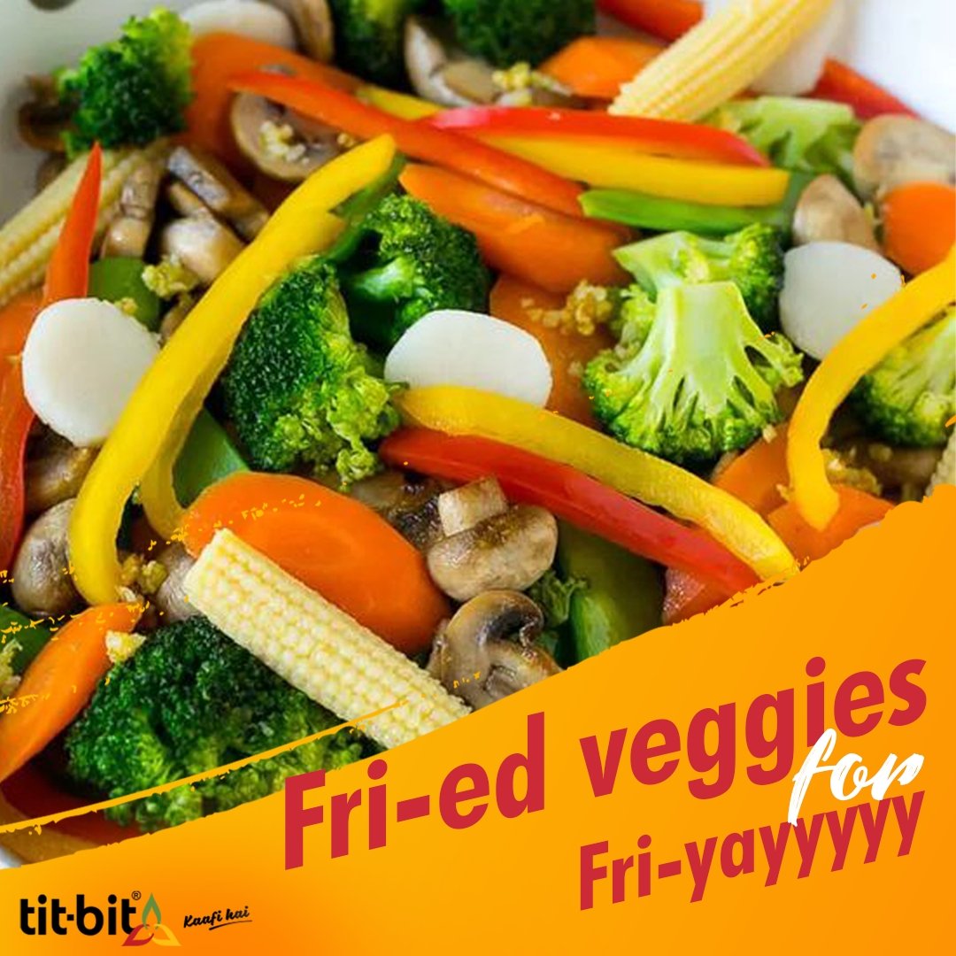 TitbitSpices's tweet photo. Friday or Fri-yayyy,
depends on whether you have Stir Fried Veggies or not!
#TitbitSpices #Titbit #KaafiHai #stirfryveggies #veggies #friday #masalas #blendedspices #oriental #orientalfood #spicestore #spicemix #homemadefood #goodfood #friedveggies #foodlover #homecooking https://t.co/XXoKTHSd39