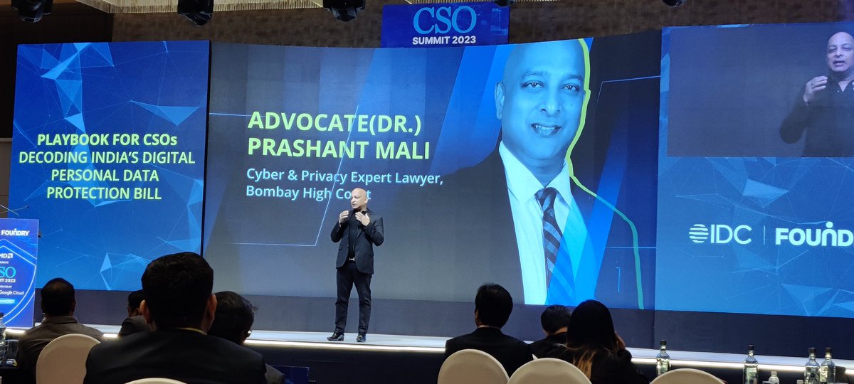 AdvPrashantMali's tweet image. Gave a special keynote on DPDP Bill i.e. the new Digital Personal Data Protection #Law of India at the #csosummit2023 
#dataprivacy #gdpr #privacy #data