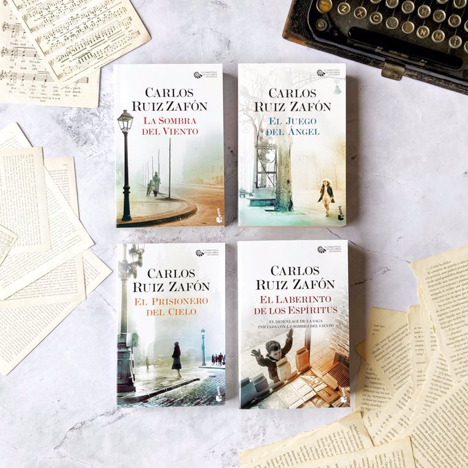 ZafonOfficial's tweet photo. Podéis disfrutar de la tetralogía del Cementerio de los Libros Olvidados, en formato bolsillo, con estas ediciones de @Booket_Planeta. https://t.co/8qtGDla3Q9