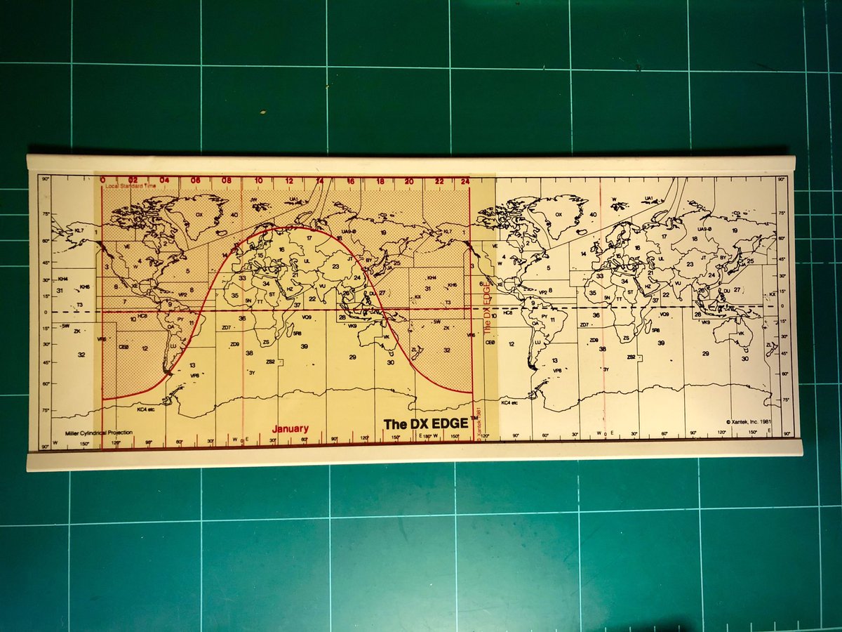 ea3hre's tweet photo. The Xantek DX EDGE was a popular #propagation prediction tool in the years 80-90. Show the #grayline with 12 slides per month. What times those ... !! #hamradio #hamr #amateurradio #dx #dxing #propagation #oldschool https://t.co/OkUqSy9t0Q