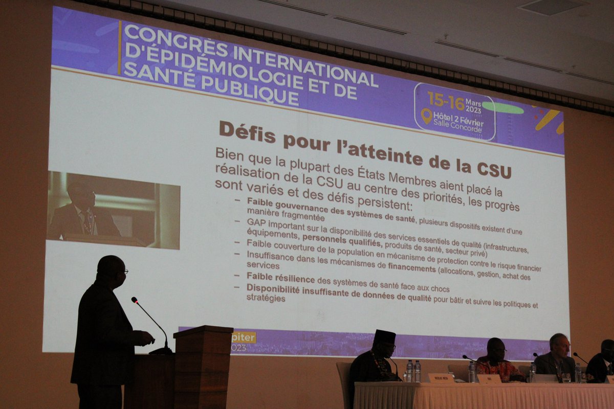 OMSTogo's tweet photo. Au congrès #AdelfEpiter2023 Dr Ouedraogo de @OMSTogo a partagé les actions de l'organisation mondiale de la santé et les défis rencontrés en termes de Couverture Santé Universelle #CSU  dans la région africaine 
C'était au cours du panel dédié à la #CSU ce 16 Mars 2023 ! https://t.co/CAETxzZ0jM