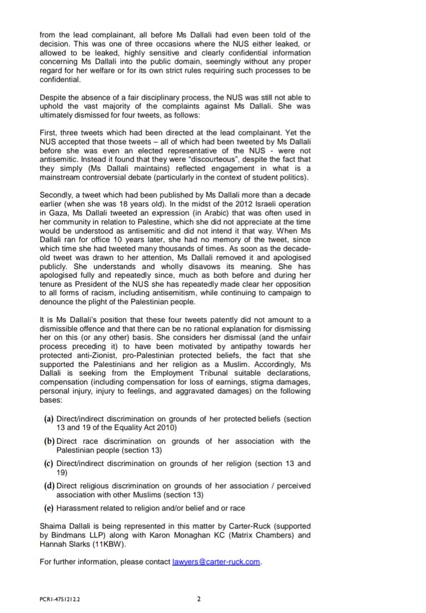 ShaimaDallali's tweet photo. Today, I can confirm that I have commenced Employment Tribunal proceedings against the NUS.

https://t.co/f8ORIc7hzp https://t.co/45cl1XjiQe