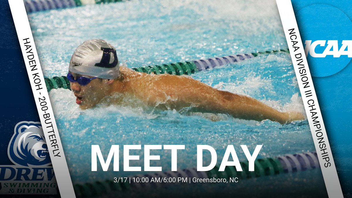 GoDrewRangers's tweet photo. Best of luck to Hayden Koh as he swims in the 200-butterfly at the NCAA Division III Championships today!
๐ Greensboro, NC
๐ 10:00 AM/6:00 PM
๐บ https://t.co/7wm5LsfQCE
๐ https://t.co/m8X2JbR43E
#drewSD #d3swimming #RangerUp https://t.co/J4XXGk4KcG