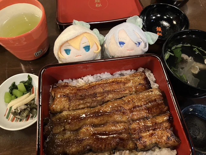 鰻重ととりわさお外ちょっとだけ桜咲いてた 