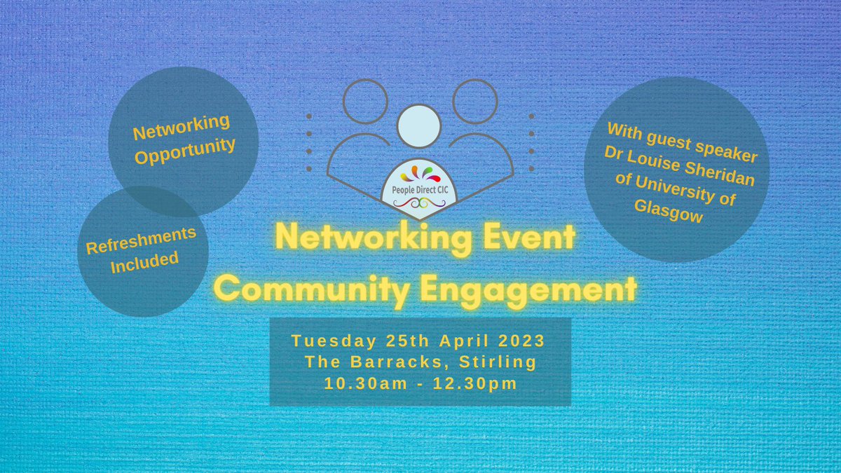 CicPeople's tweet photo. Let’s get together!
We’re hosting a new event, and we’d love to see you there. Join us for Networking Event - Community Engagement. We hope you’re able to join us! #dementiafriendly #learningnetwork #communityengagement #stirling 
https://t.co/wKe6aEfW0M https://t.co/XSwYG1jWrS