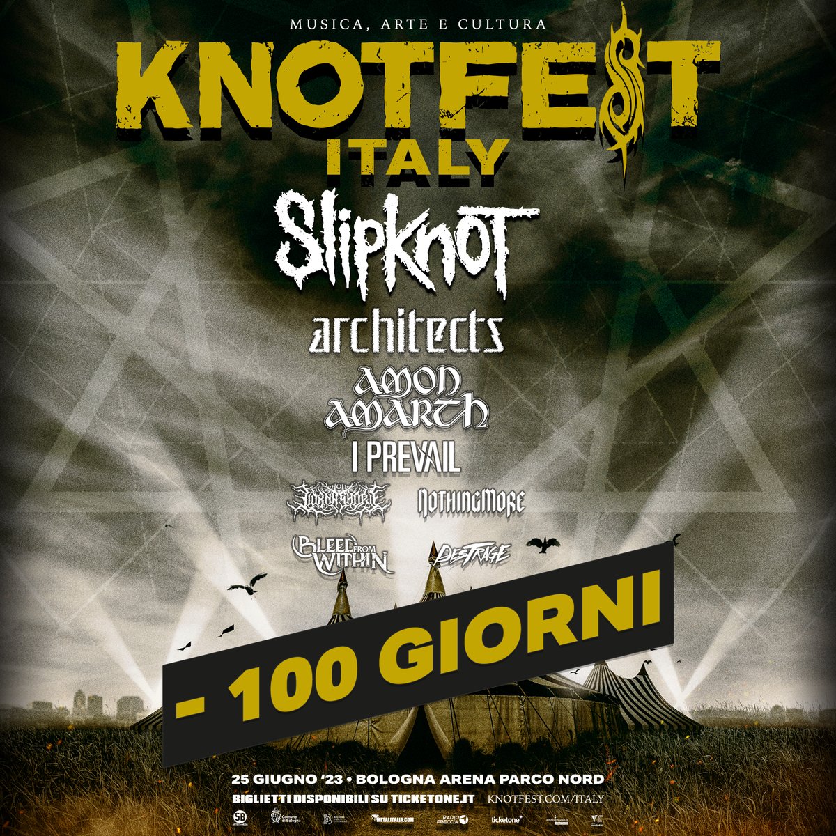 🔥 Mancano 100 giorni all'evento Metal dell'anno. KNOTFEST ITALY - Bologna, Arena Parco Nord 25 giugno 2023. Biglietti in vendita su Knotfest.com/Italy 🔥
#heavymetal #concertimetal #festival #knotfestitaly #knotfest