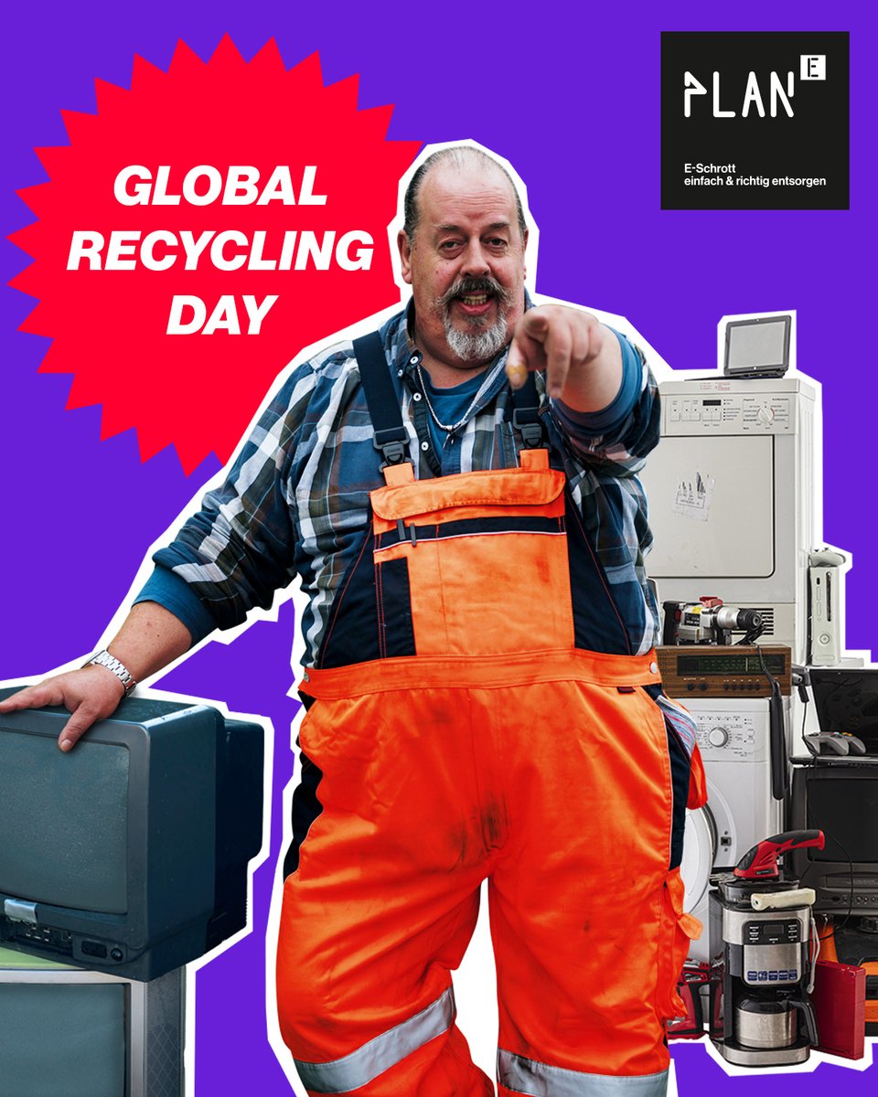 dein_plan_e's tweet photo. Heute ist Global Recycling Day. 
In Deutschland landen immer noch über 50 % der 
Altgeräte fälschlicherweise im Hausmüll oder werden illegal entsorgt. Handle nachhaltig:
Entsorge deinen E-Schrott richtig. 
👉  https://t.co/gKQ6sbr9rr
#GlobalRecyclingDay #Elektroschrott #eschrott https://t.co/6LsEvVS1AH