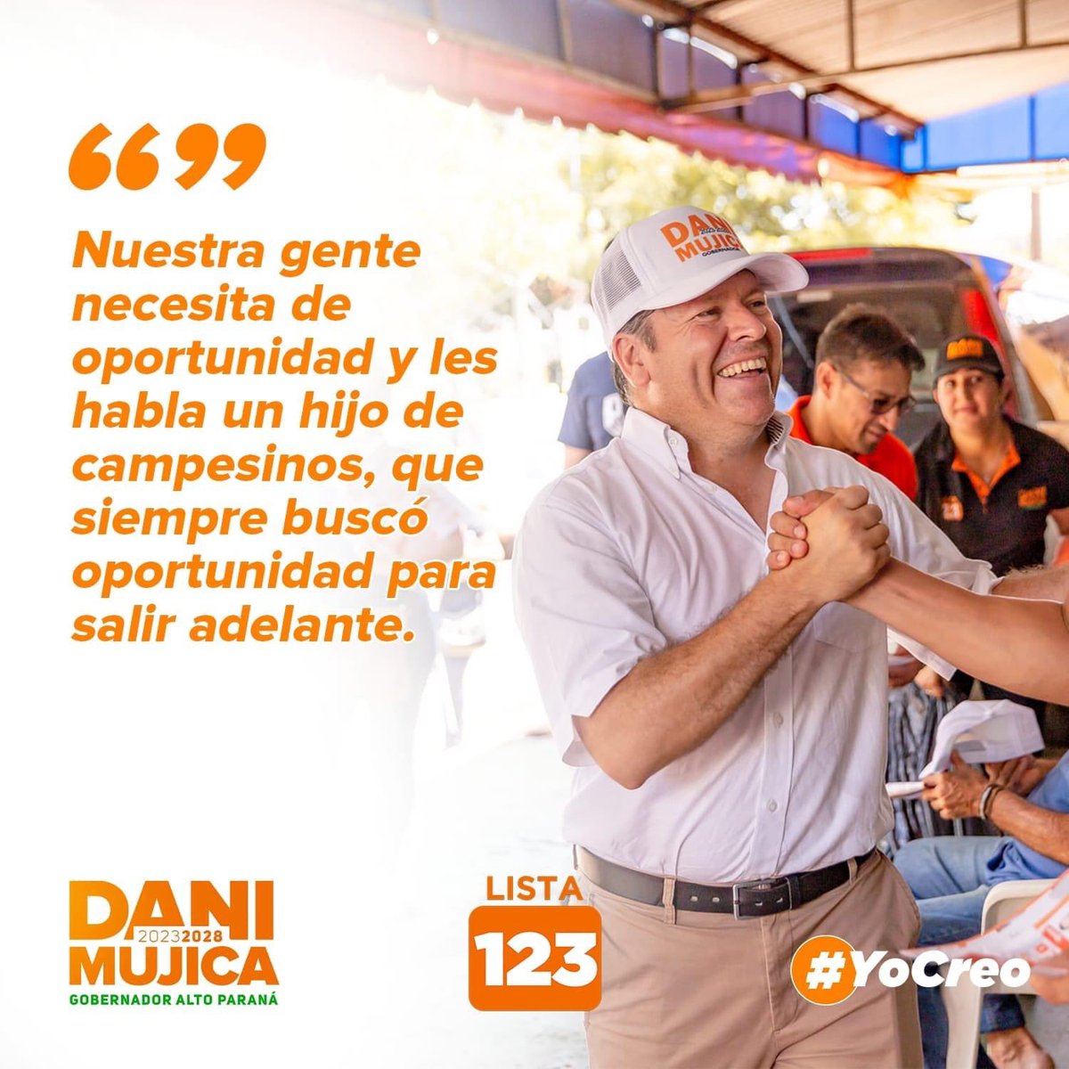 MujicaPy's tweet photo. Soy una persona honesta y trabajadora, que viene de una familia campesina. Por eso, sé lo que necesitan las familias de este departamento para salir adelante.  
 
Y voy a generar esas oportunidades que faltan, desde la Gobernación del Alto Paraná.   

🧡𝐋𝐈𝐒𝐓𝐀 𝟏𝟐𝟑 https://t.co/QtYEnQyRyU