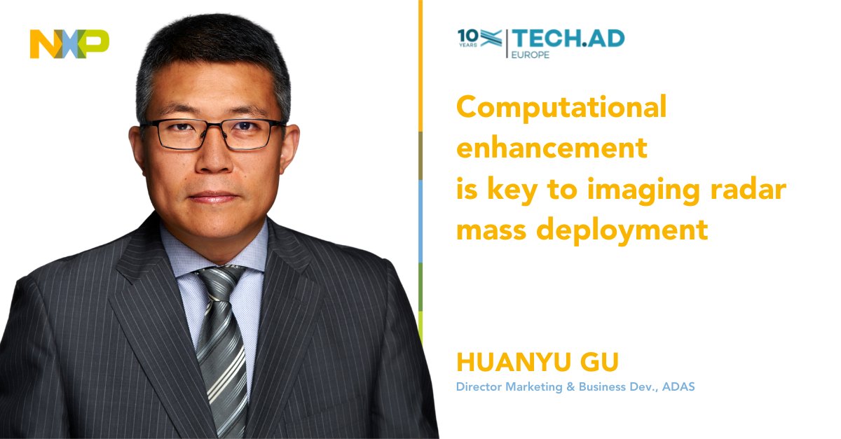 NXP's tweet photo. Meet us in Berlin at the #10thTechAD and hear from Huanyu Gu, Director Product Marketing ADAS, why computational enhancement is key to mass deployment of the #ImagingRadar technology and how we contribute to this development.
๐
28 March, 11:30 โ 12:00 pm https://t.co/ihYsWsl13N https://t.co/vw2JHfdvgN