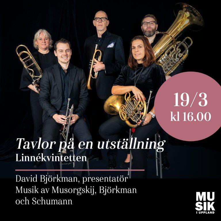 MusikiUppland's tweet photo. ”Tavlor på en utställning” och musikaliska gestaltningar av karaktärer i Tarantinos filmer. Linnékvintettens konsert på sö 19 mars i UKK presenteras också av tonsättaren David Björkman. https://t.co/WSRyjAm9dm https://t.co/haKQhlhkuP