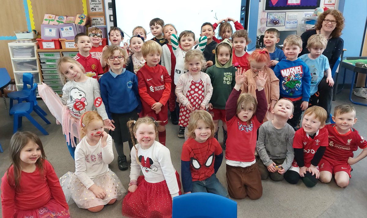 The Reception class all look fabulous dressed up for red nose day.