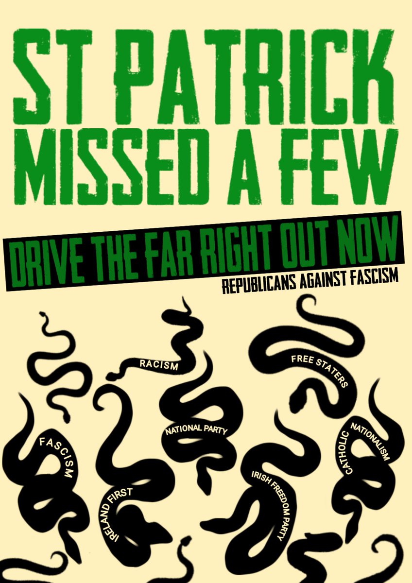 RepublicansAF's tweet image. This St Patrick's Day, don't forget the snakes still in our midst...

Drive the far right out now!

#Antifascism #StPatricksDay2023