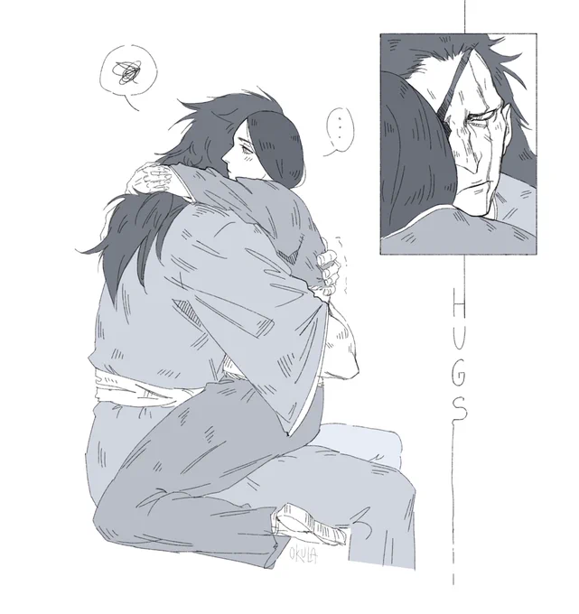 Zaraki-chan really likes to hug Unohana but doesn't say it 