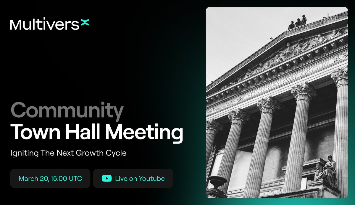 Many remarkable milestones achieved and delivered for the <a href="/MultiversX/">Multiversᕽ</a> ecosystem in the last few months.

Many more significant steps in the pipeline.

Let’s talk about it in the next community town hall.

📅 March 20, 15:00 UTC
📺 youtube.com/@MultiversXOff…