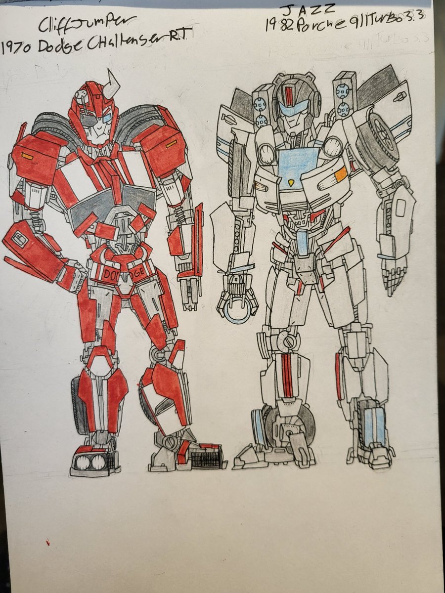 OmegaRedArts1's tweet photo. CLIFFJUMPER AND JAZZ
Cliffjumper is a 1970 dodge challenger RT and is 15 ft tall
Jazz is a 1982 Porche 911 turbo 3.3 and is 14.5"ft tall
#transformersreanimated #Cliffjunper  #Jazz #transformers 
#transformersriseofthebeasts 
#transformermovies
#dodgechallengerRT
#porsche911turbo https://t.co/uvFPV3AFE3