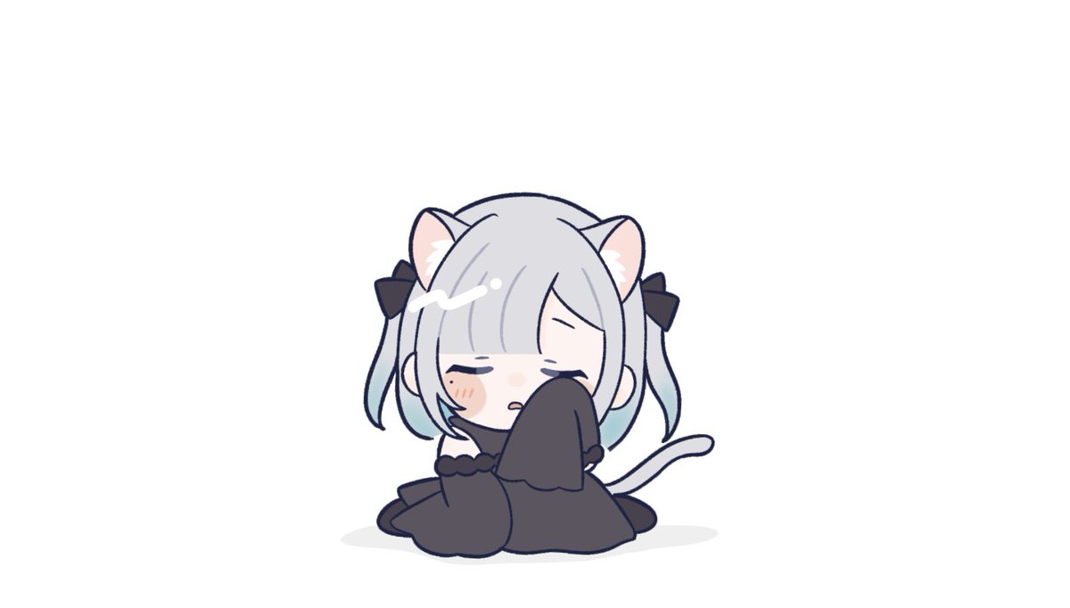 1girl animal ears tail cat tail cat ears solo closed eyes  illustration images