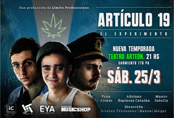 #Artículo19 - #Temporada2023
📅Sábado 25 de marzo
⏰21:00
Entradas entraya.com.ar
Lugar #TeatroArteón (Sarmiento al 778 - Planta alta)