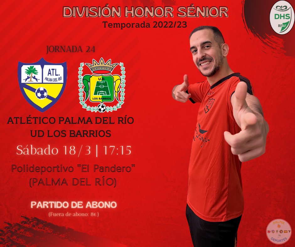 ⚽️💛💙 Fútbol | ¡¡Comenzamos con el partido más importante que se disputa en Palma del Río este fin de semana‼️

El <a href="/AtcoPalmadelRio/">Atl. Palma del Río CF</a> sénior recibe la visita de <a href="/UDLosBarrios_es/">UD Los Barrios</a>, en una nueva final para los de <a href="/rafareyescebri/">Rafa Reyes</a>. ¡Los amarillos os necesitan, afición!

#palmadeportes