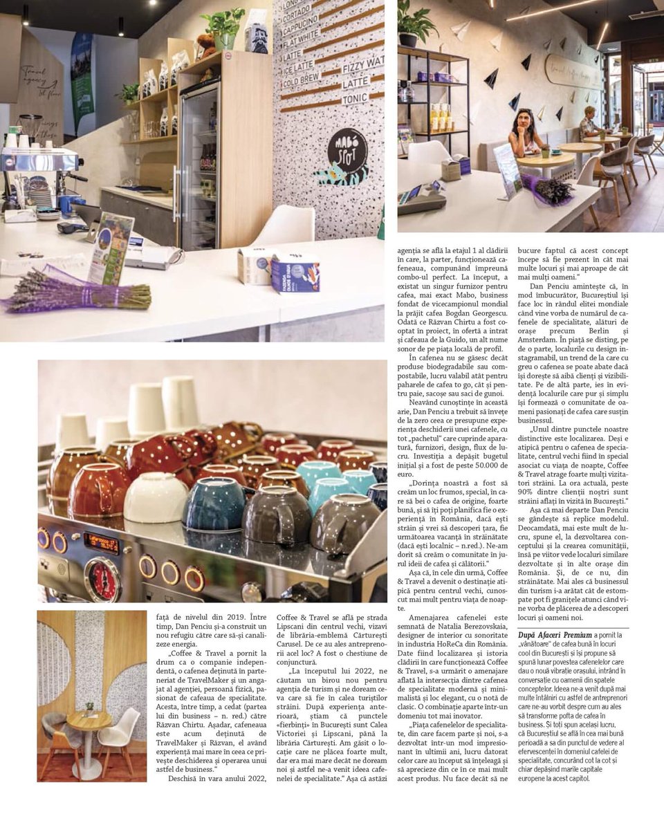 TravelMakerCo's tweet photo. Our new Coffee &amp; Travel location in the heart of Bucharest is featured in the "After Business Premium" magazine. Come for a good coffee or to book one of our daily tours. https://t.co/NU8KnWouyt