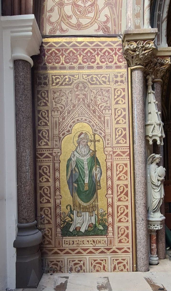 DaireKeogh's tweet photo. .@PhotosOfDublin St Patrick in George Ashlin's magnificent Gothic Revival Chapel (1899) at St Pats, Drumcondra, @DCU A library since 1964, ambitions to convert it to a creative space #StPatricksDay2023 https://t.co/pmMLCkM9eX