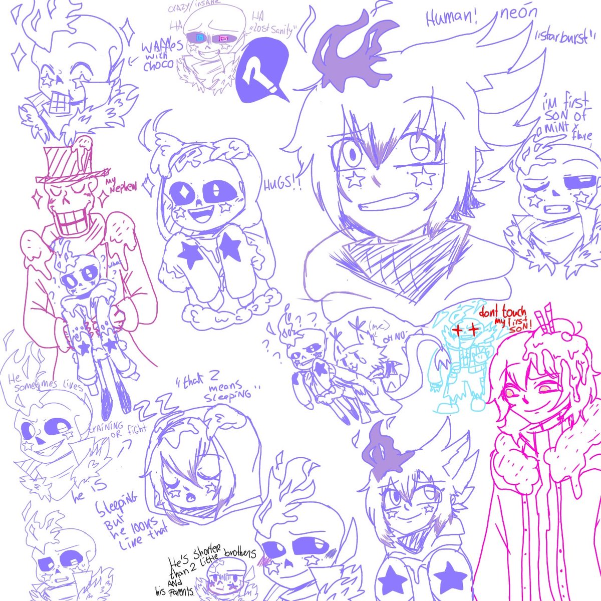 fanta_blog's tweet photo. Some Neón "starburst" doodles arts
Credit and belongs:
Neón"starburst"(first mintflare child)by me
Sweettale!sans"mint"and his brother  papyrus  by @heisaOwO
Astertale!sans"flare"by melaton1nx
Ryan (afterdeath  child) by @malvaviscomarsh
Art by me
#sweettale #mintflare #astertale https://t.co/QRxYIxTWjE