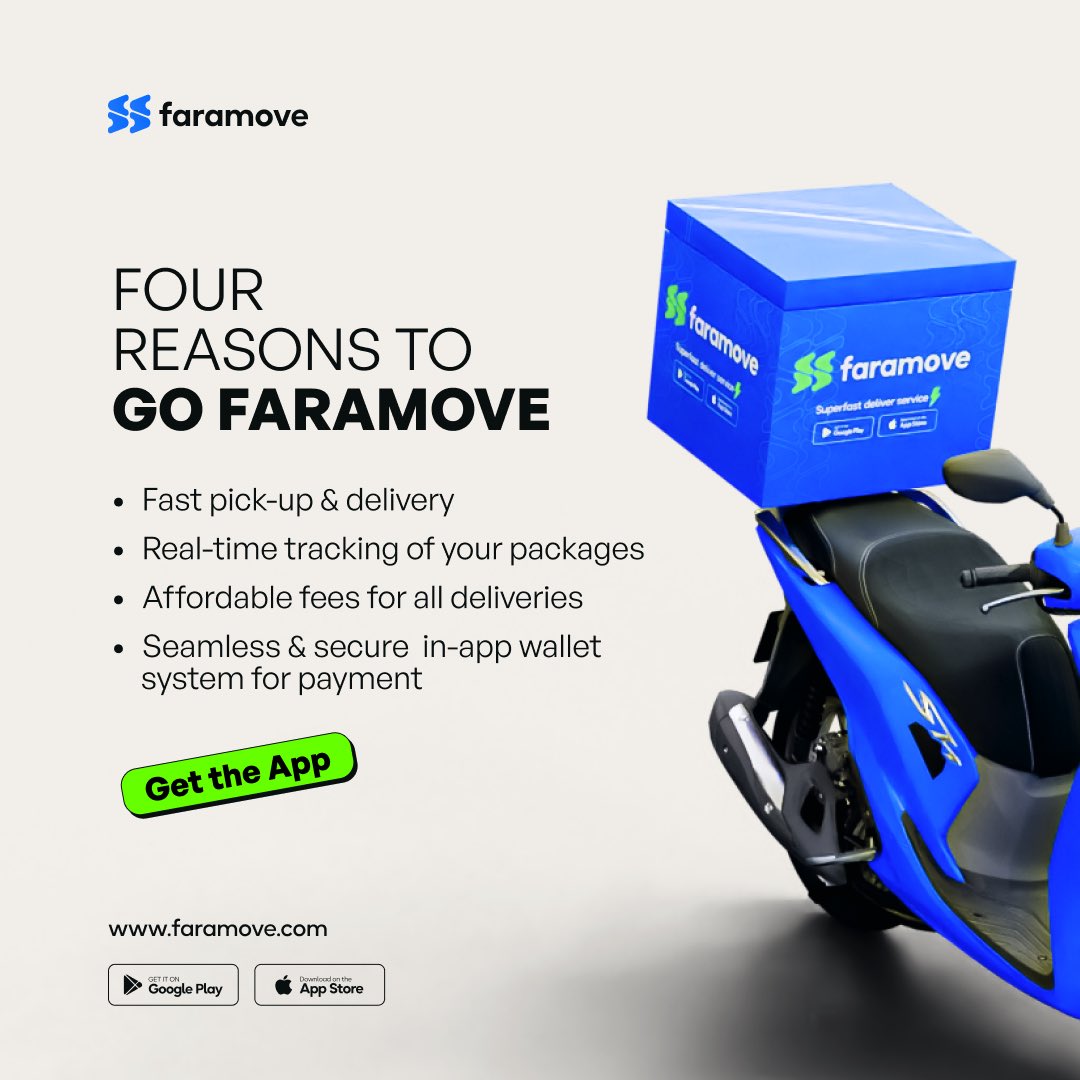 FaramoveHq's tweet photo. If you want your packages delivered fast and safely, you should go Faramove! We do things differently over here 😉

Get the app now on App Store or Play Store. https://t.co/vA0UZyd1vJ