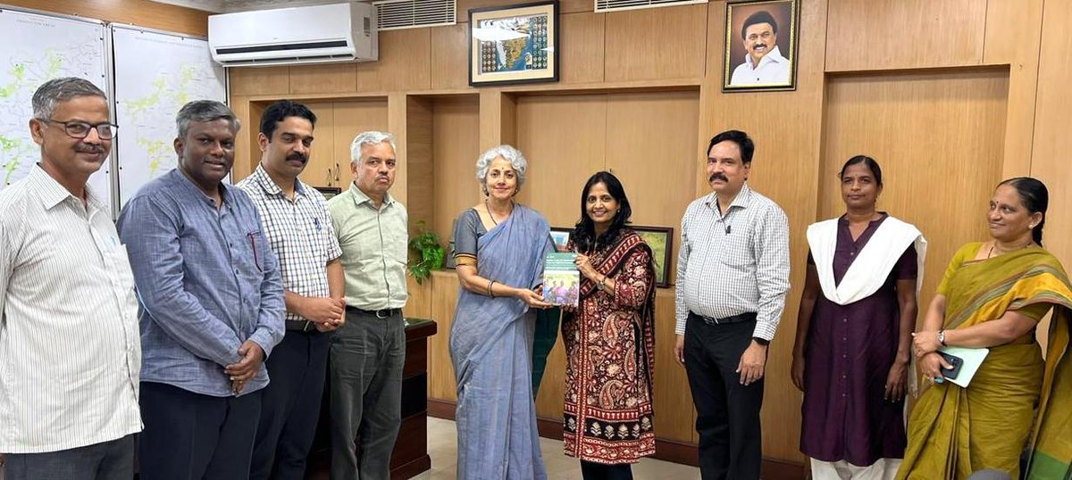 mssrf's tweet photo. Dr Soumya Swaminathan, Chairperson @mssrf met with Ms Supriya Sahu IAS, Addl Chief Secretary Environment Climate Change &amp; Forests Govt of Tamil Nadu. #MSSRF Directors &amp; IFS officers joined the discussion. 
@supriyasahuias @doctorsoumya @SMeyyanathan @mkstalin @CMOTamilnadu https://t.co/fiVCBHpiWA