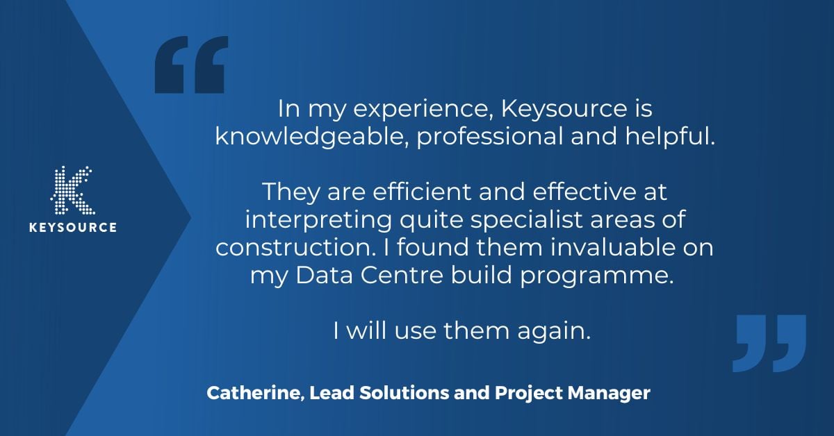 keysource's tweet image. Happy Friday! We're ending the week on a high note.
Catherine had a fantastic experience working with us on her Data Centre build programme.
Partner with us for your future projects!
#Keysource #ClientTestimonial #DataCentre #Construction #Excellence